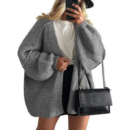 Women's Oversized Cardigan Sweater Fall Long Lantern Sleeve Knit Open Front Lightweight Sweater Knitwear Tops