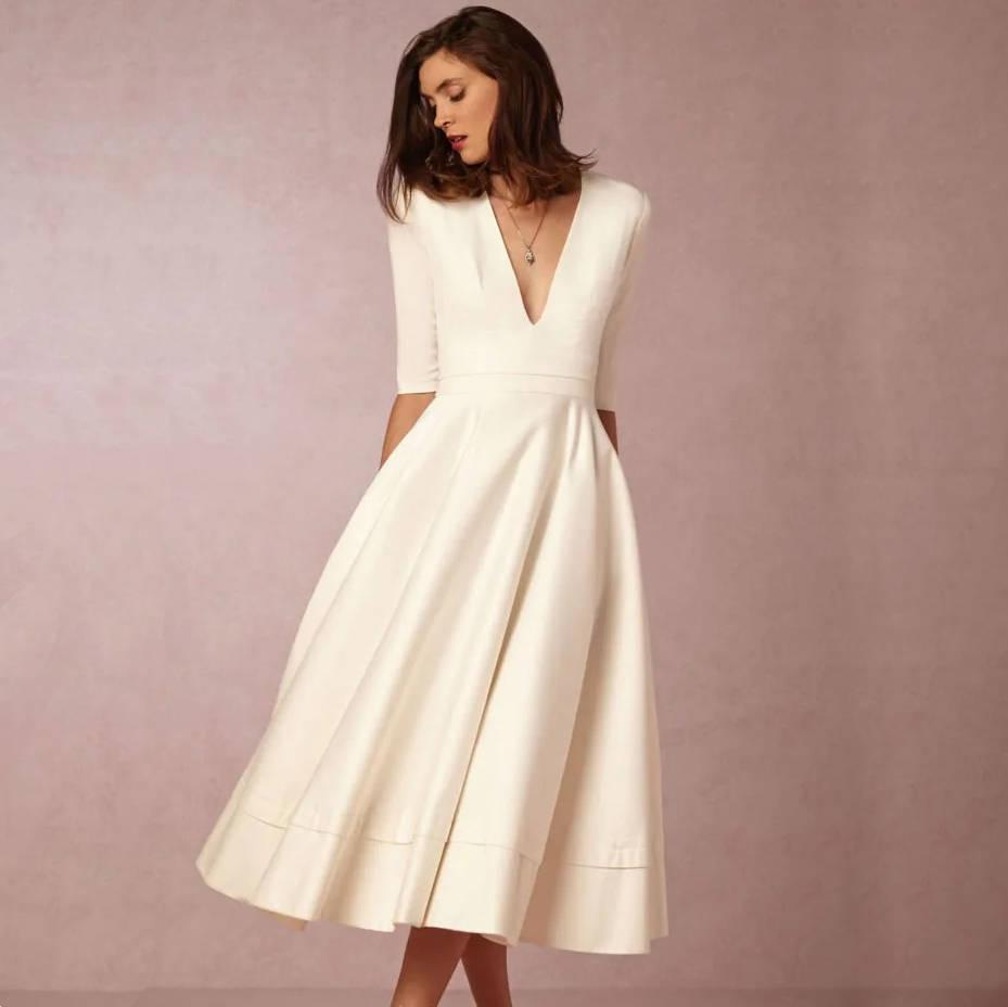 Elegant Deep V Neck Dress for Special Occasion - Seldom Seen Styles