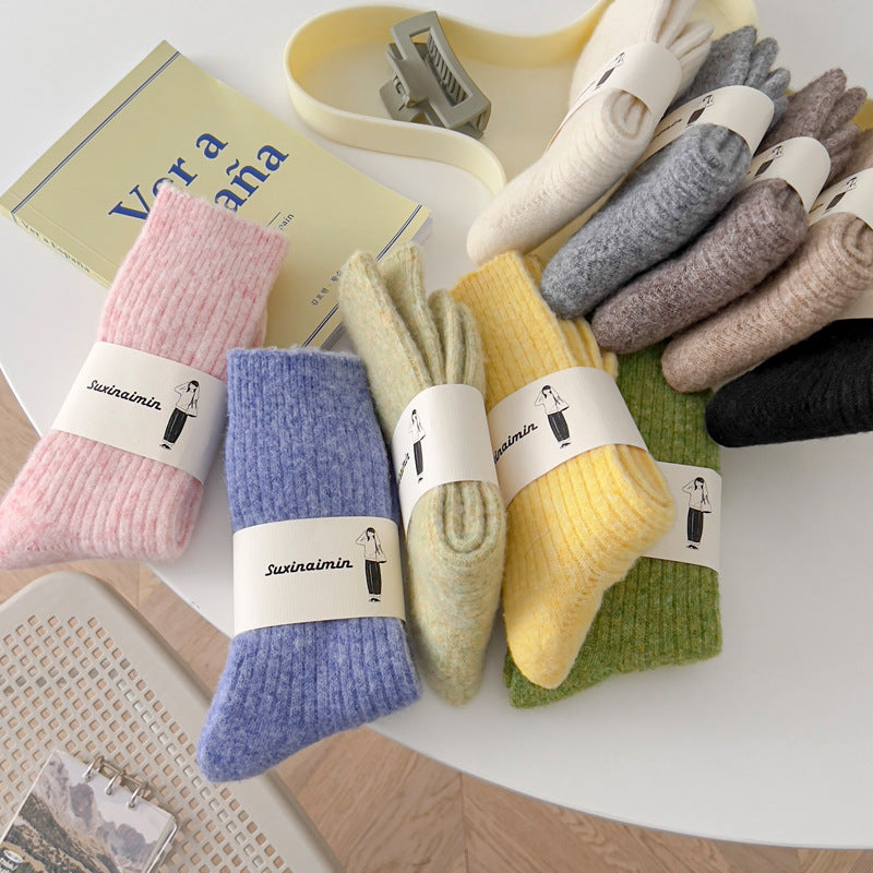 drawstring socks solid color warm mid-rise socks women - Seldom Seen Styles