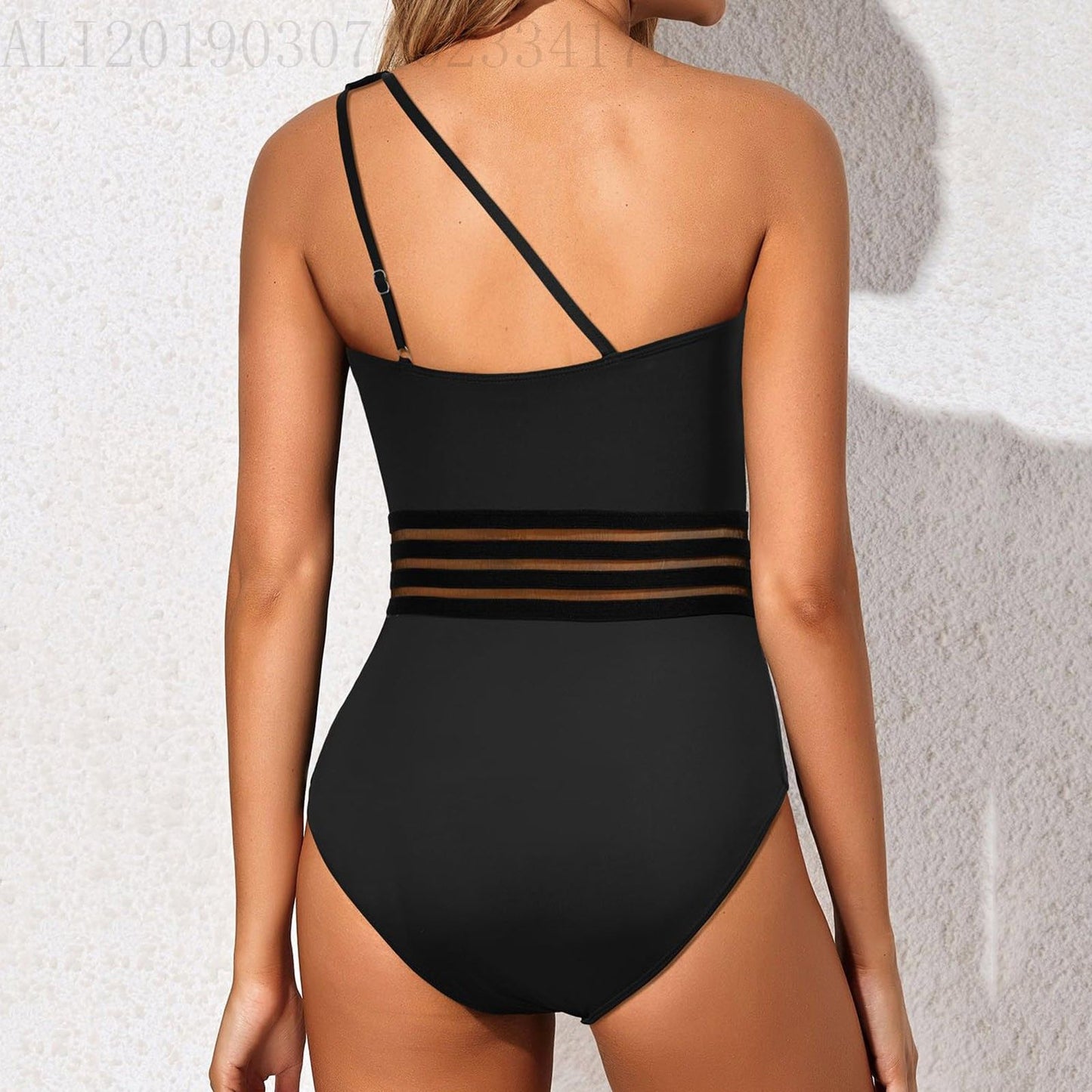 one shoulder swimming costume bikini One-Piece Swimsuit for Women with Straps, Solid Color, High-Waisted Bikini Swimwear - Seldom Seen Styles