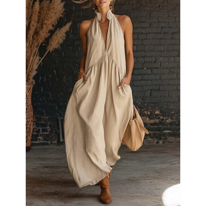 2026 Minimalist Halter Neck Maxi Dress |   Casual Loose Fit Pocket Dress |   Effortless Summer Outfit for Women # MaxiDress # HalterNeckDress # BohoFashion # SummerDress # CasualDress # WithPockets # DressesForWomen # Outfit of the Day
