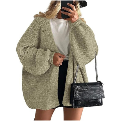 Women's Oversized Cardigan Sweater Fall Long Lantern Sleeve Knit Open Front Lightweight Sweater Knitwear Tops