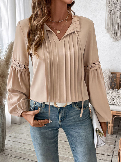 Womens Tops Dressy Casual Long Sleeve Shirts V Neck Chiffon Blouses Fall Outfits for Women 2025