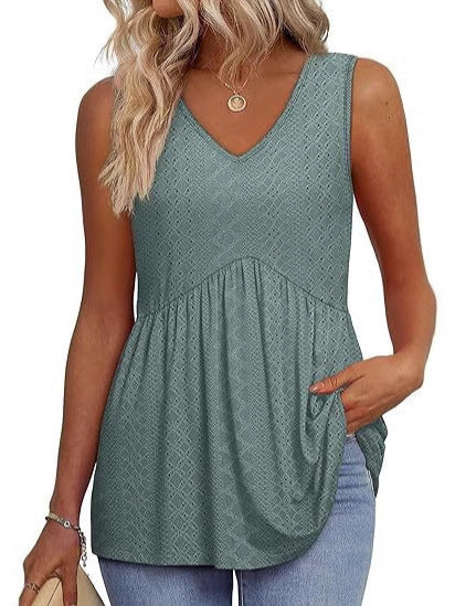 Womens Tank Tops 2025 Flowy Peplum Tops for Women Dressy Sleeveless V Neck Babydoll Tank Tops