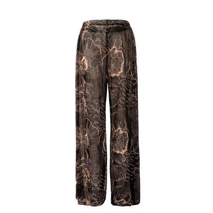 Womens Elastic High Waisted Palazzo Pants Casual Wide Leg Long Lounge Pant Trousers with Pocket