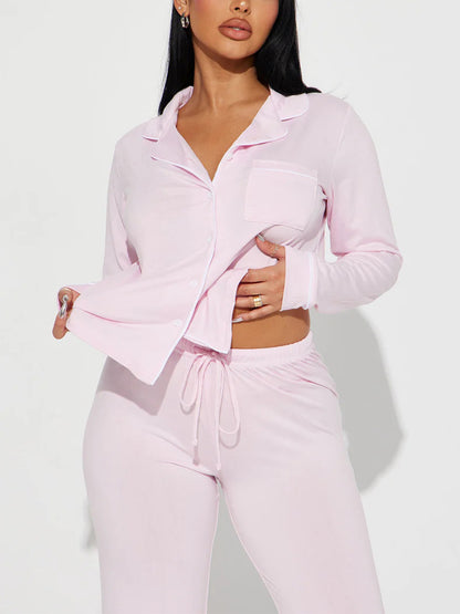 Modal Pajama Set, Long Sleeve Button Down Shirt and Pajama Pants, Sleepwear for Women