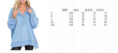 Women's Oversized Sweatshirts Casual Long Sleeve Button Henley Collar Purple Pullover Tunic Tops 2025 Womenswear Fall Winter Outfits