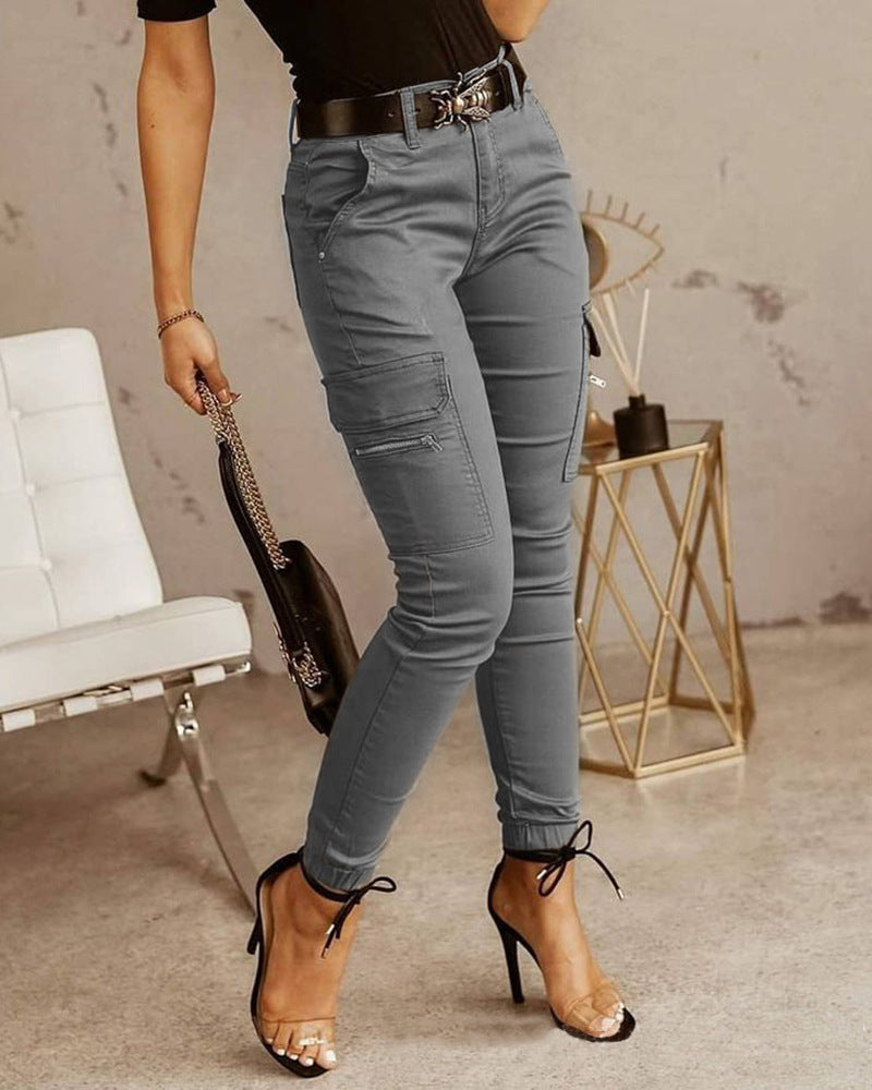 Women's Stretchy Tactical Cargo Pants High Waisted Casual Joggers Plus Size Skinny Trousers Cargo Pants with 6 Pockets - Seldom Seen Styles