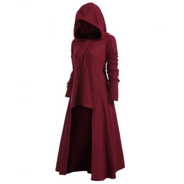 2019wisAmazonebayEuropean and American Women's Clothing plus Size Dress Hooded Casual Loose Elastic Solid Color Coat