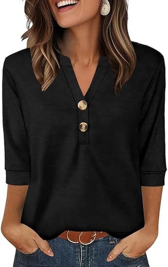 Womens Tops 3/4 Sleeve Heley Shirts for Women Summer Fashion 2025 Blouses Beach Vacation Clothes - Seldom Seen Styles