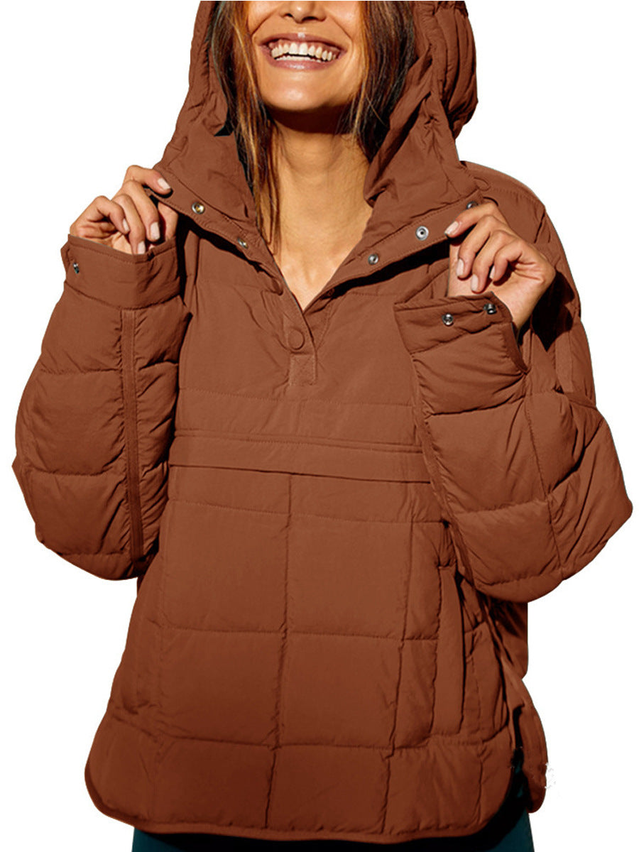 Womens Oversized Puffer Jacket Quilted Dolman Hoodies Pullover Long Sleeve Lightweight Warm Tops Coat - Seldom Seen Styles