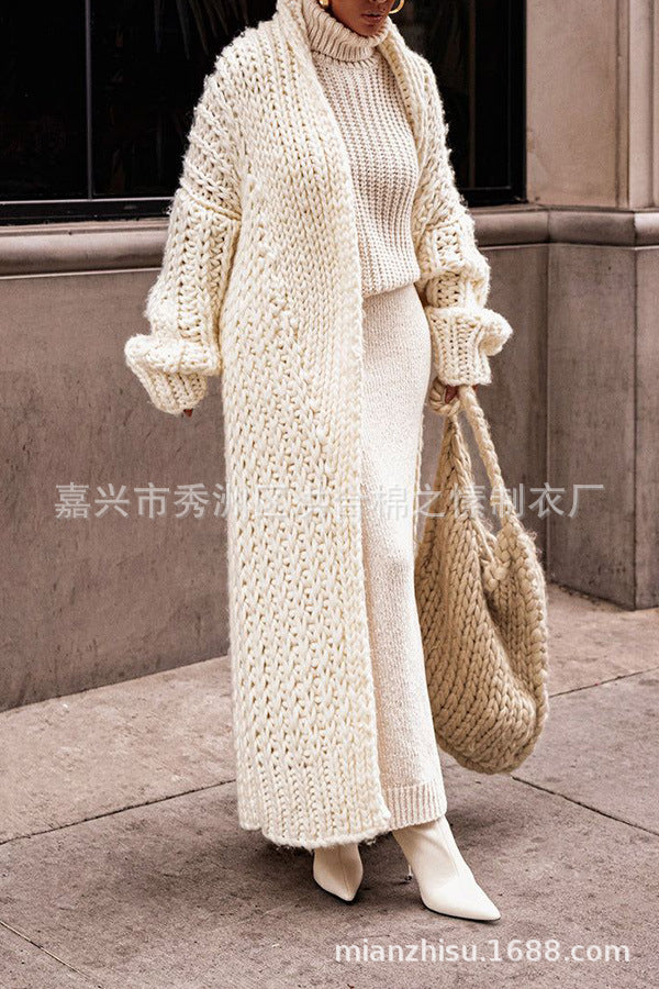 Large Version Long Sweater Coat Autumn  Winter  New Sweater Cardigan Thick Needle Loose   Women