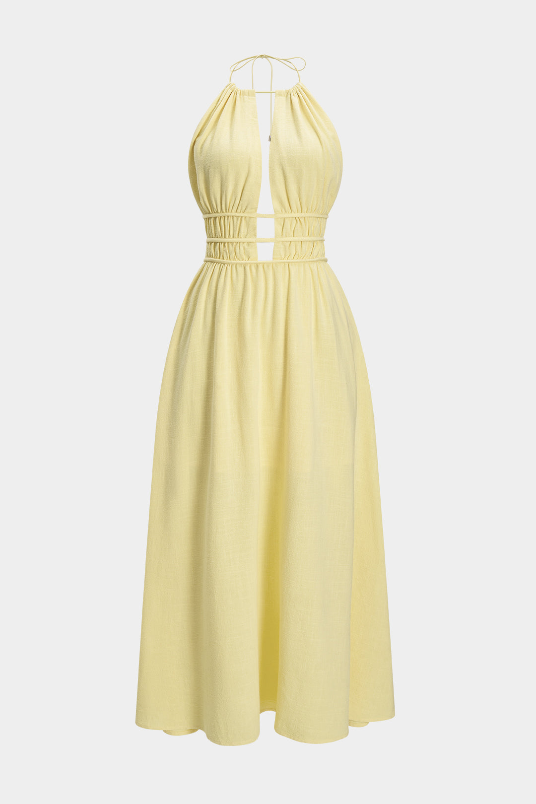 Women's Halter Neck Cut Out Sleeveless Maxi Dress Fitted Bodycon Rayon Blend Party Dress for Wedding Guest Date Night Summer Vacation - Seldom Seen Styles