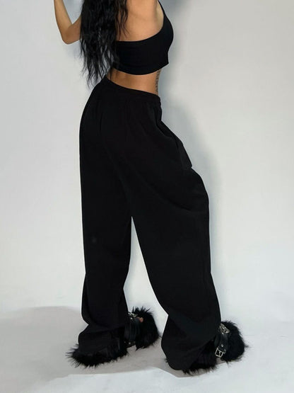 Women's Fleece Lined Sweatpants Winter Warm Wide Leg Sweat Pants Baggy Casual Pants with Pockets