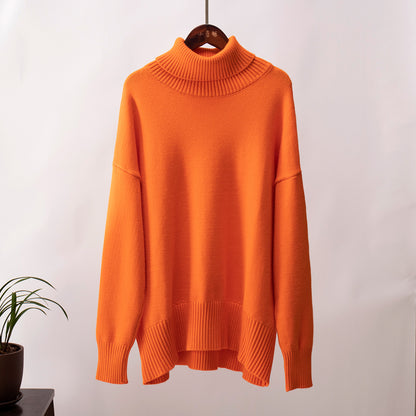 Turtleneck Sweater for Women Autumn and Winter Loose Sweater Classic Versatile Solid Color Pullover Sweater