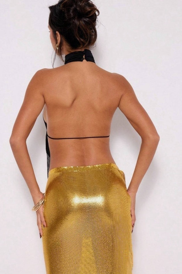 Stand Collar Halter Backless Leopard Halter Top - Seldom Seen Styles