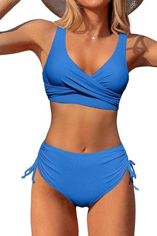 Women's High Waisted Bikini Twist Front Tie Back 2 Piece Swimsuits - Seldom Seen Styles