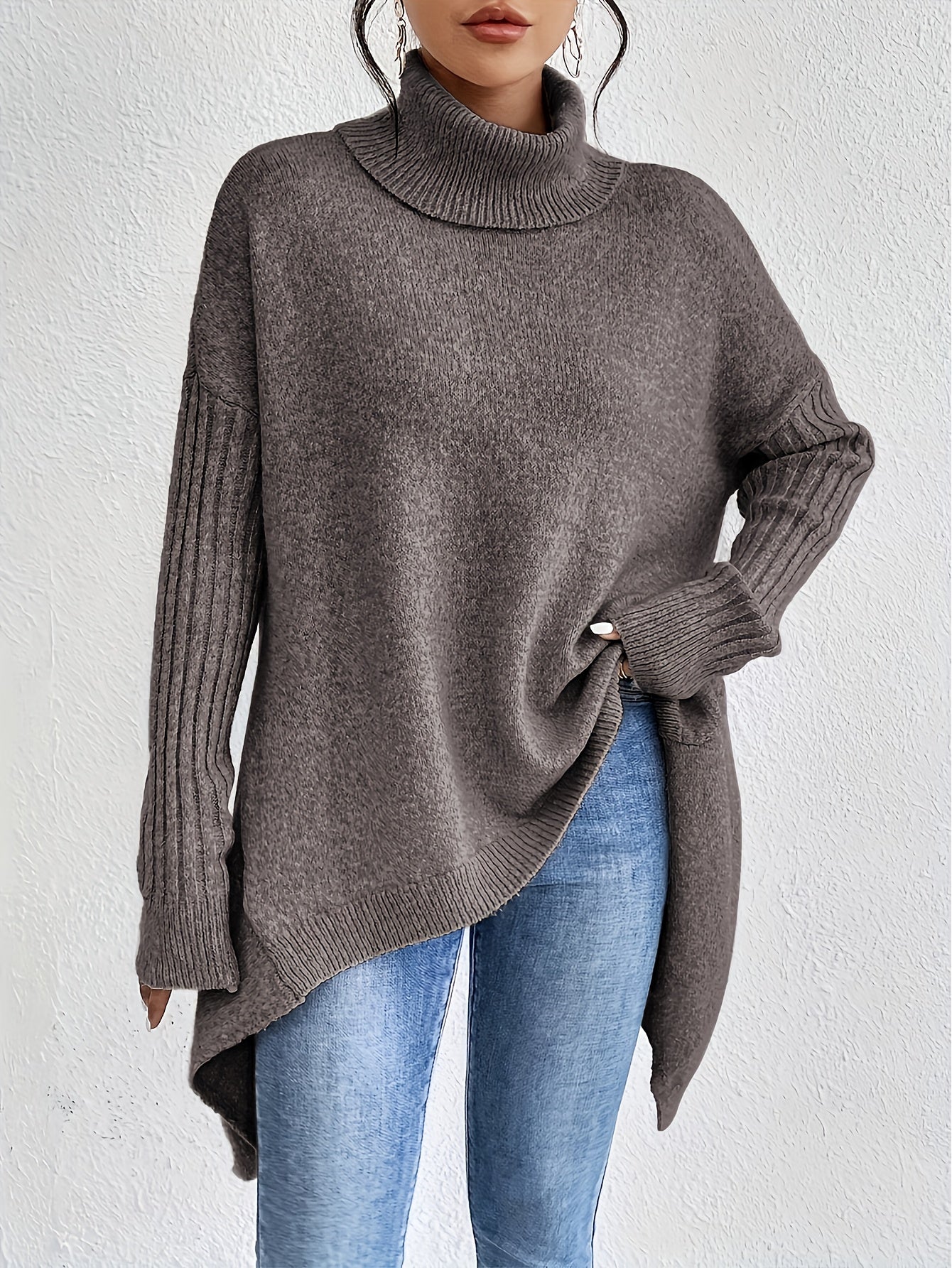 Women's Oversized Sweater Turtleneck Long Sleeve Casual Knit Tunic Pullover Sweaters Tops 2025 Fall Winter Outfits - Seldom Seen Styles