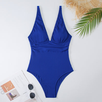 swimwear for big busts plus wear swimwear  Solid Color V Strappy Swimsuit  Backless Tummy Control Slimming Swimwear for Women - Seldom Seen Styles