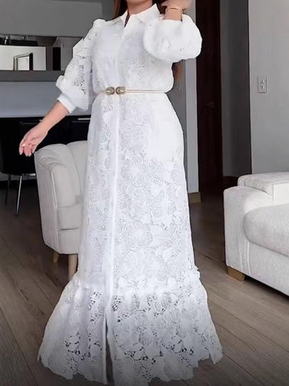 white lace dress with sleeves