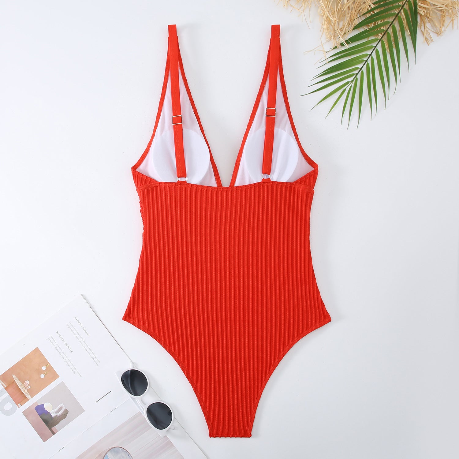 swimwear for big busts plus wear swimwear  Solid Color V Strappy Swimsuit  Backless Tummy Control Slimming Swimwear for Women - Seldom Seen Styles