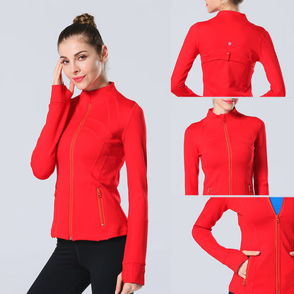 Yoga Clothes Autumn and Winter uarun Sports Jacket Women's Slim Stretch Zipper Running Yoga Fitness Long-Sleeved Upper Garment