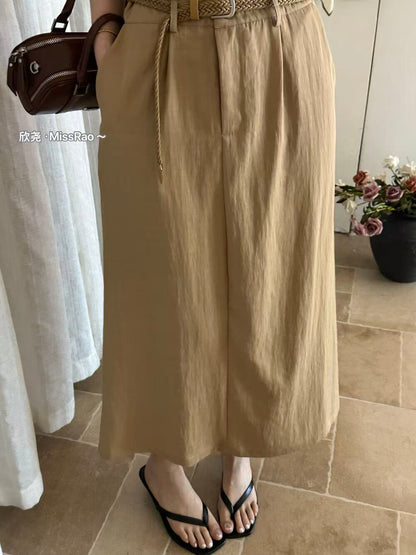 French Style Collared Short Sleeve Shirt Dress A-Line Midi Dress with Woven Belt Included White Black Khaki