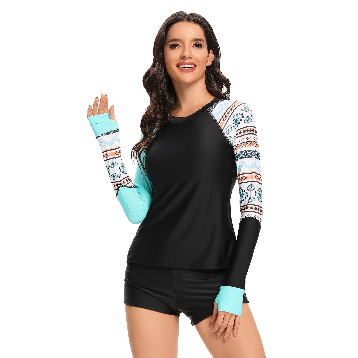 Women Rash Guard Long Sleeve Swimsuits UV UPF 50+ Swim Shirt Two Piece Tankini Set Bathing Suit -XL US (16-18) - Seldom Seen Styles