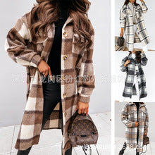 European and american hot2023ebay Amazon Winter New Women's Clothing Fashion Plaid Single-Breasted Coarse Wool Coat