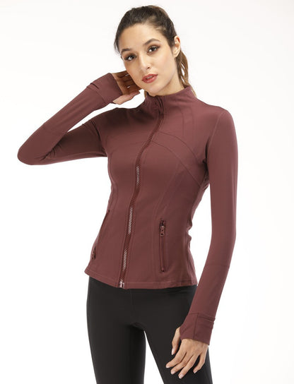 Yoga Clothes Autumn and Winter uarun Sports Jacket Women's Slim Stretch Zipper Running Yoga Fitness Long-Sleeved Upper Garment