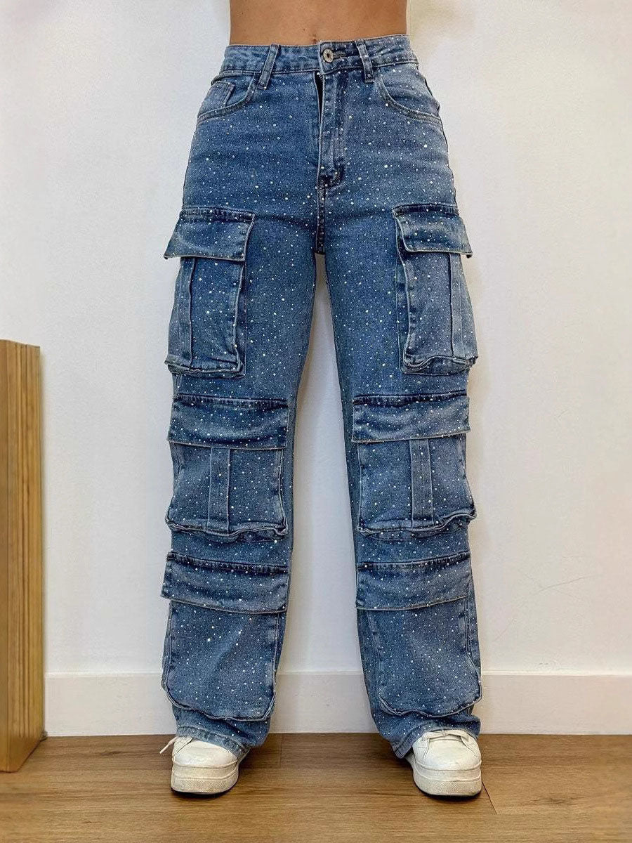 Luxe Sparkle Pocket Cargo Jeans - Seldom Seen Styles