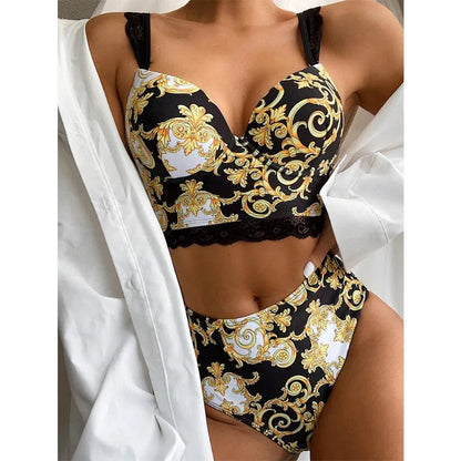 Women Swimsuit Vintage Retro Bikini Set Push Up Swimwear High Waist Bikini Printed Bathing Suits Summer Beach Wear Swimming Suit - Seldom Seen Styles