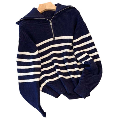 Paired Wool Blend2024New Autumn and Winter Sweaters Women's Striped High Neck Thickened PulloverCOSWind