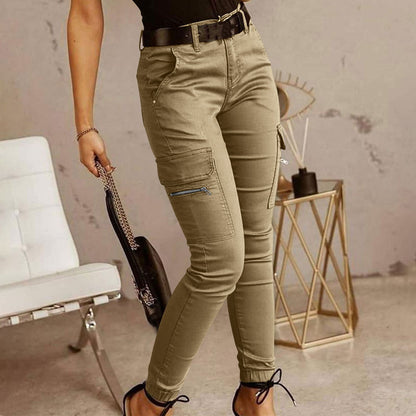 Women's Stretchy Tactical Cargo Pants High Waisted Casual Joggers Plus Size Skinny Trousers Cargo Pants with 6 Pockets