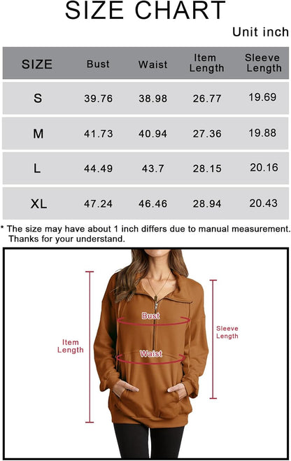 PRETTYGARDEN Women Casual Long Sleeve Lapel Zipper Sweatshirt Drawstring Loose Pullover Tops