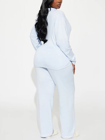 Modal Pajama Set, Long Sleeve Button Down Shirt and Pajama Pants, Sleepwear for Women