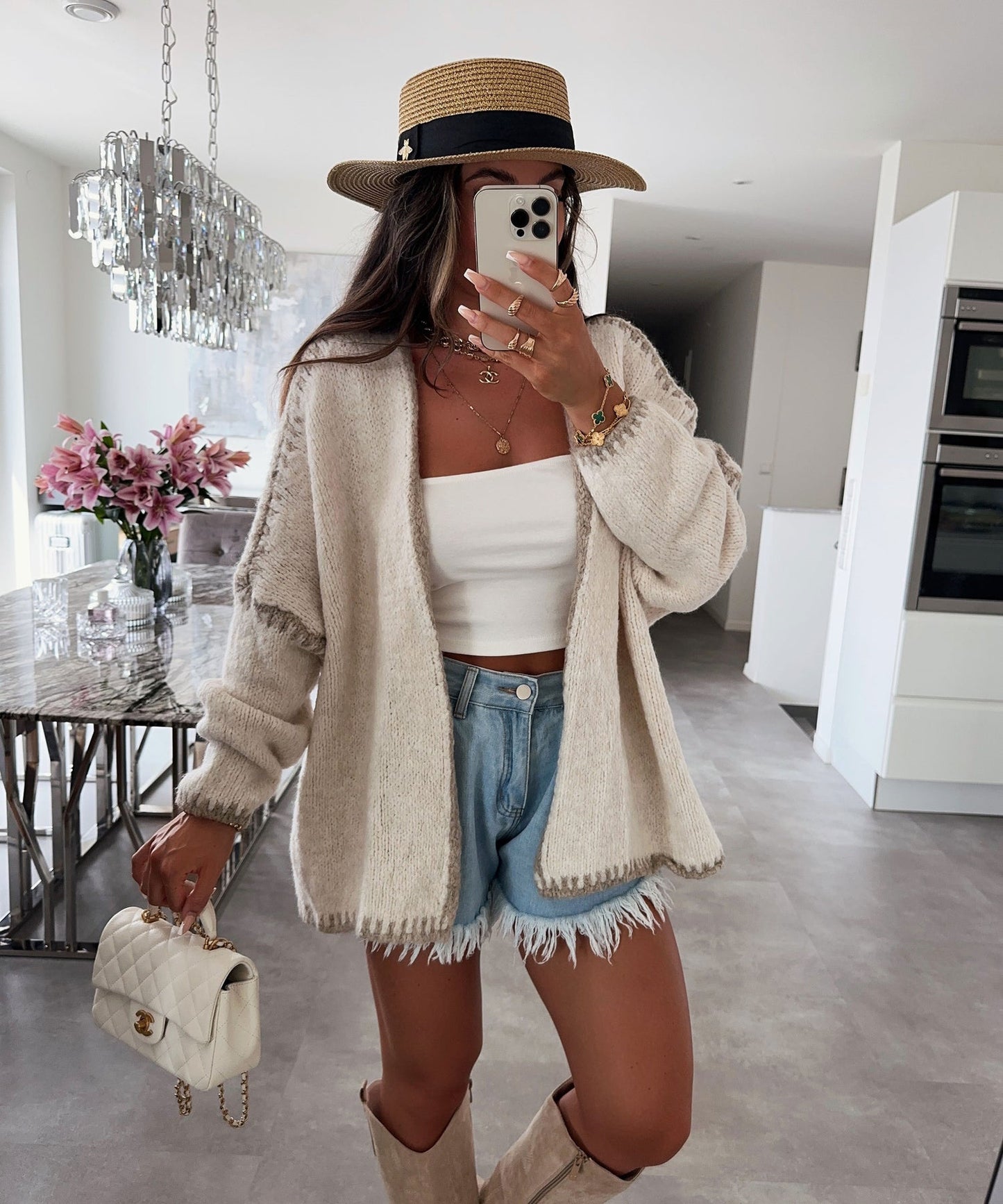 Nordic Foreign Trade Cross-Border Autumn and Winter New ins Style Thick Needle Imitation Woolen Knitted Sweater Coat Solid Color Loose Cardigan