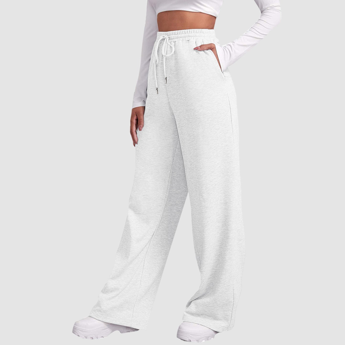 Women's Wide Leg Sweatpants Double Waisted Baggy Sweat Pants with Pockets - Seldom Seen Styles