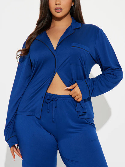 Modal Pajama Set, Long Sleeve Button Down Shirt and Pajama Pants, Sleepwear for Women