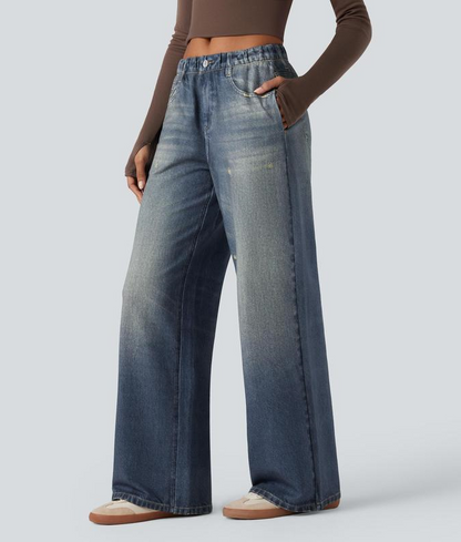 Women's Wide Leg Jeans High Waist Loose Fit Denim Pants Casual Street Style Summer Outfit