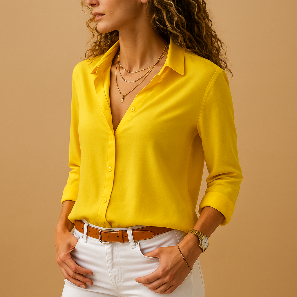 Elegant long sleeve V-neck blouse for women | Mirella - Seldom Seen Styles