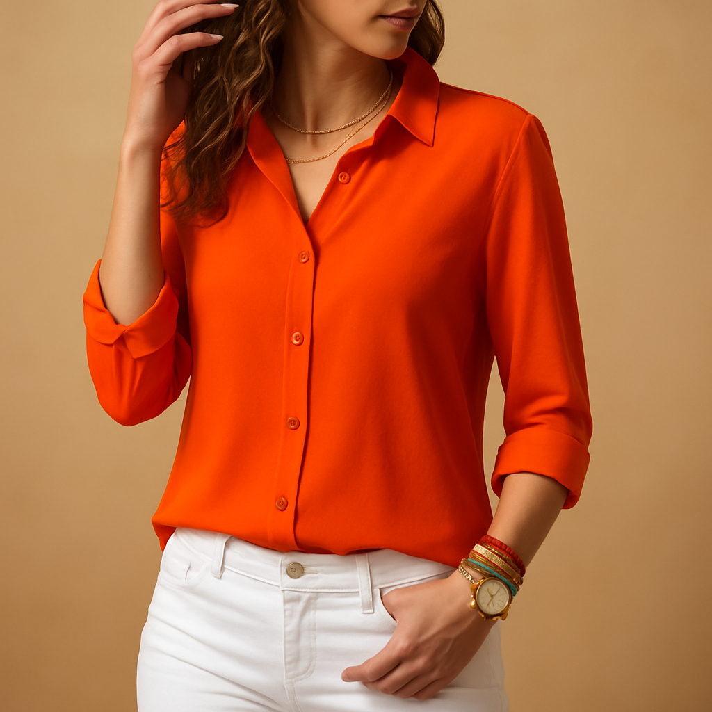 Elegant long sleeve V-neck blouse for women | Mirella - Seldom Seen Styles
