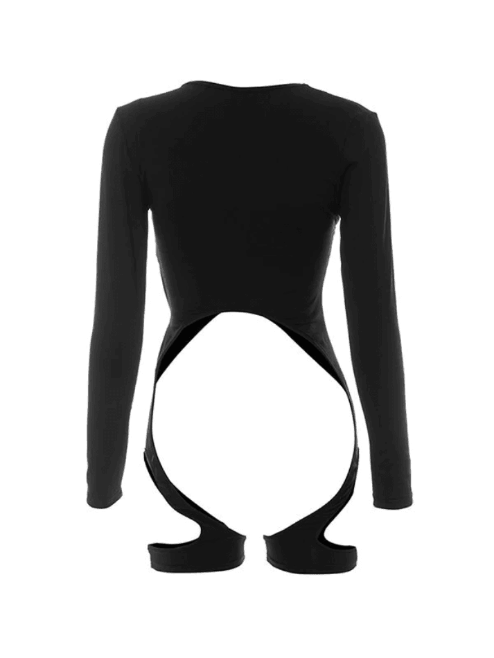 Women's Cut Out Bodysuit Long Sleeve Backless Y2K Clubwear Bodysuit - Seldom Seen Styles