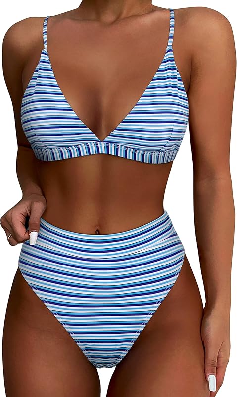 Women High Waisted High Cut Bikini Set Sexy Triangle Two Piece Swimsuits - Seldom Seen Styles