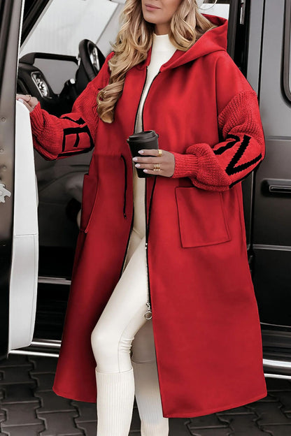 Long  Hooded Windbreaker Sweater Coat New   for Women Autumn and Winter