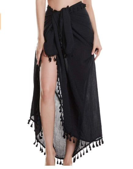 Women Beach Sarong Wraps with Tassels Swimsuit Coverup Summer Bathing Suit Cover Up Casual Swimwear - Seldom Seen Styles