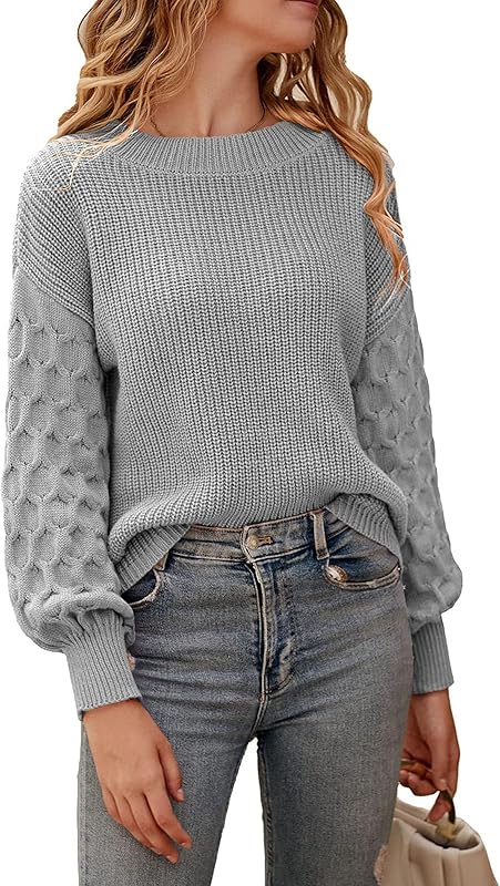 PRETTYGARDEN Women 2024 Winter Pullover Sweater Casual Long Sleeve Crewneck Loose Chunky Knit Jumper Tops Blouse