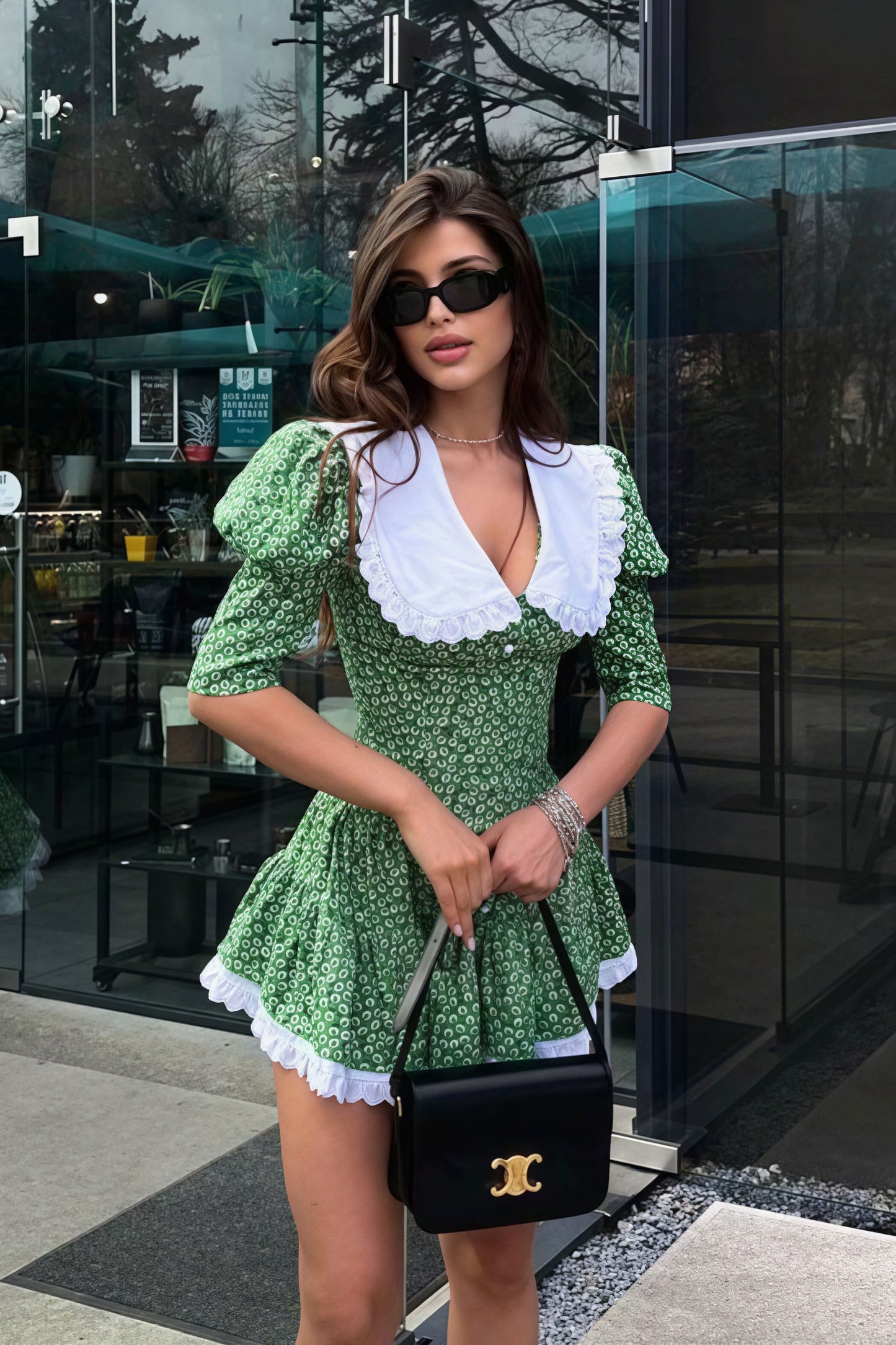Peter Pan Collar Short Sleeve Floral Mini Dress - Seldom Seen Styles