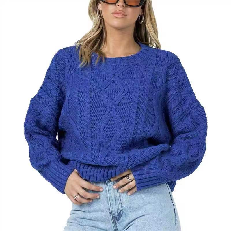 2023Amazon AliExpress Fashionable and Comfortable Silver-Pointed Wool round Neck Long-Sleeved Shirt