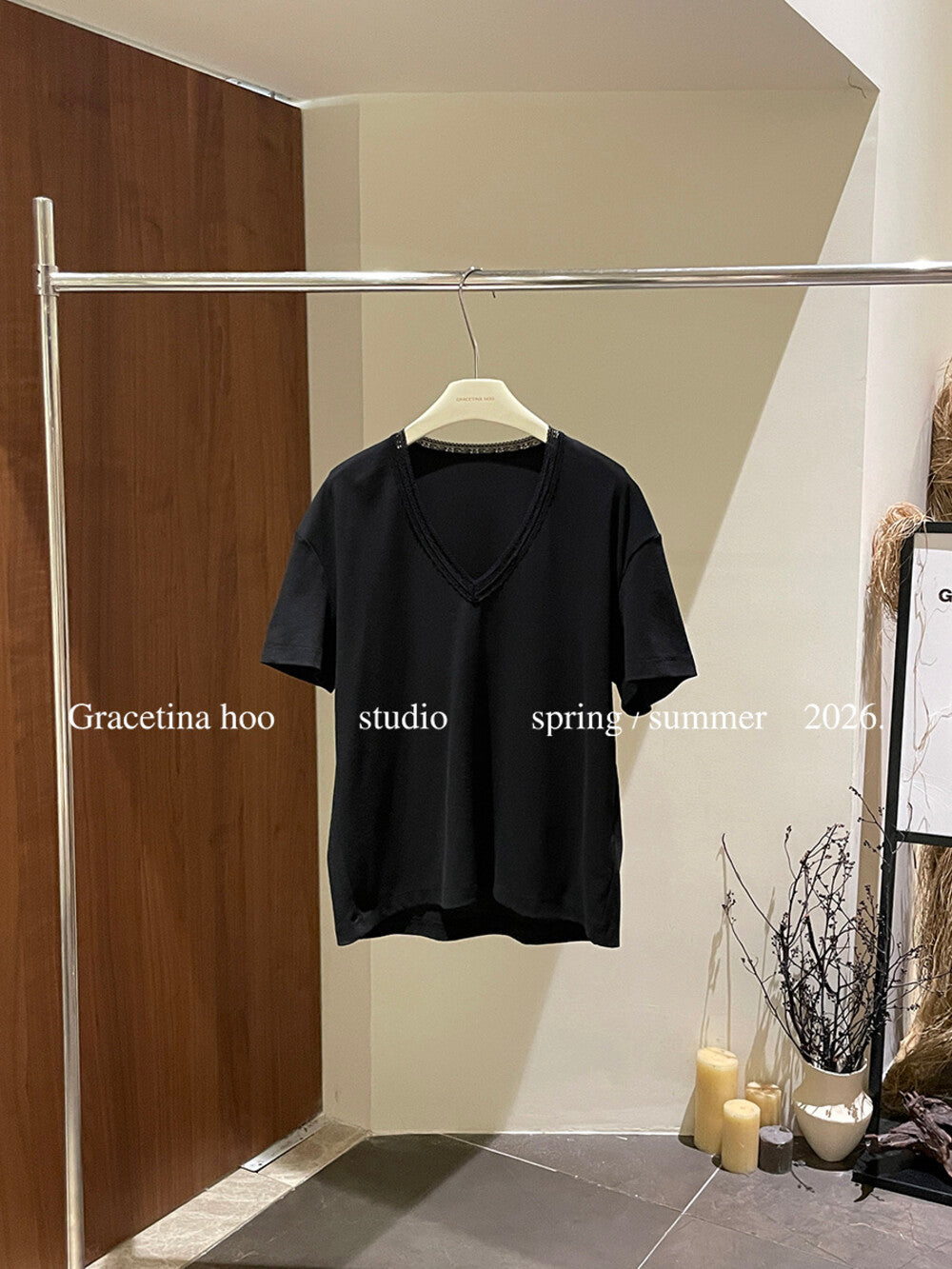 French Lace V-Neck T-Shirt – Minimal Loose Fit Casual Chic Summer Tee - Seldom Seen Styles